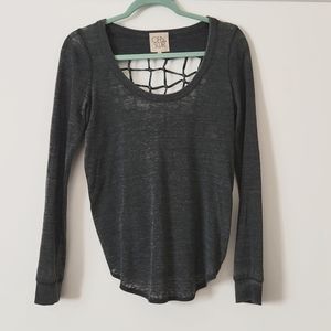 Chaser Knot Back Long Sleeve Charcoal Tee XS